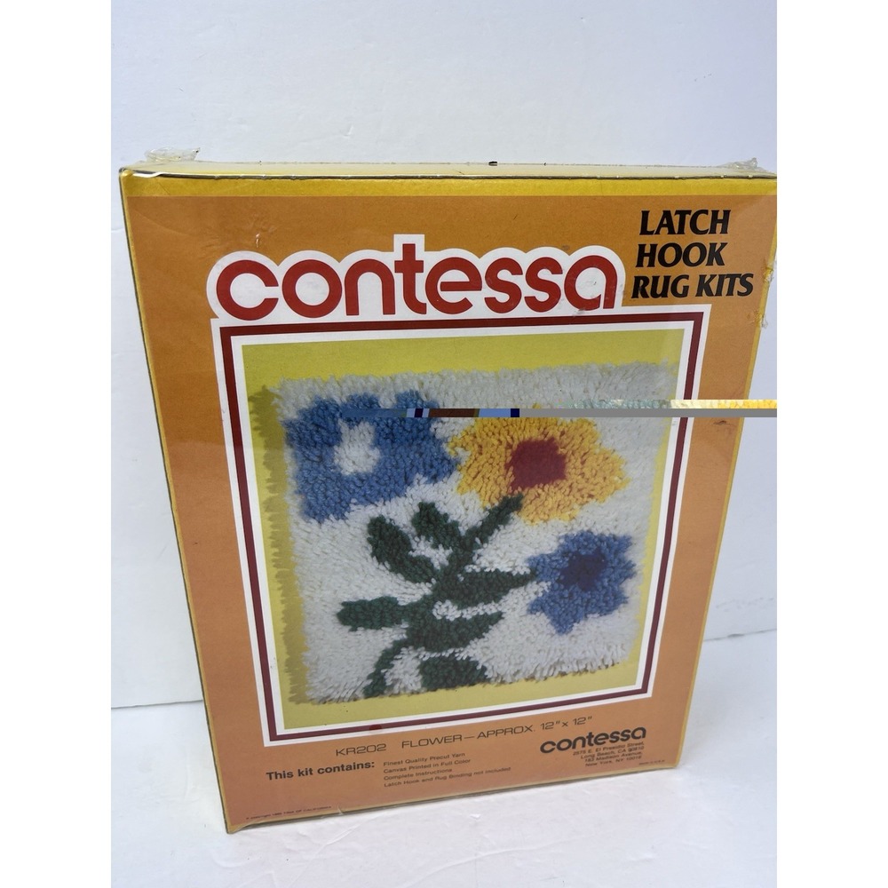 Contessa Latch Hook Rug Kit Flowers Vintage